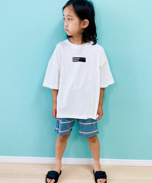 セール】半袖プリントTシャツ ボーダーショートパンツ セットアップ