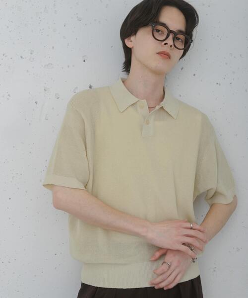 SENSE OF PLACE by URBAN RESEARCH(センスオブプレイスバイアーバンリサーチ)の「『洗濯可』エアリーメランジニットポロシャツ(ニット/セーター・メンズ・ブラック/アイボリー/ネイビー/モカ/チャコールグレー・MEDIUM/LARGE)」の7枚目の写真