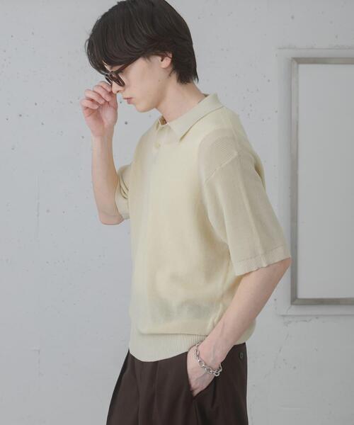SENSE OF PLACE by URBAN RESEARCH(センスオブプレイスバイアーバンリサーチ)の「『洗濯可』エアリーメランジニットポロシャツ(ニット/セーター・メンズ・ブラック/アイボリー/ネイビー/モカ/チャコールグレー・MEDIUM/LARGE)」の9枚目の写真