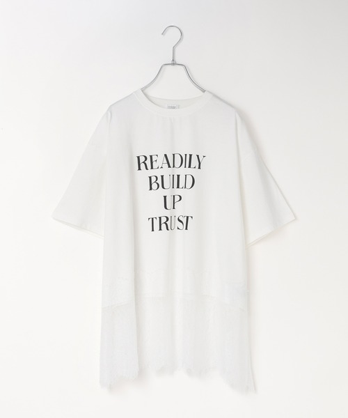 LOWRYS FARM(ローリーズファーム)の「スソレースロゴTEE 771114(Tシャツ/カットソー・レディース・グレー/ブラック/ホワイト・FREE)」の4枚目の写真