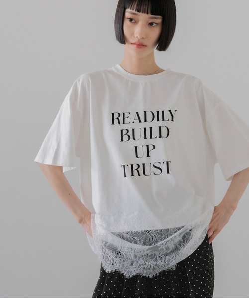 LOWRYS FARM(ローリーズファーム)の「スソレースロゴTEE 771114(Tシャツ/カットソー・レディース・グレー/ブラック/ホワイト・FREE)」の17枚目の写真