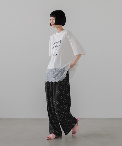 LOWRYS FARM(ローリーズファーム)の「スソレースロゴTEE 771114(Tシャツ/カットソー・レディース・グレー/ブラック/ホワイト・FREE)」の14枚目の写真