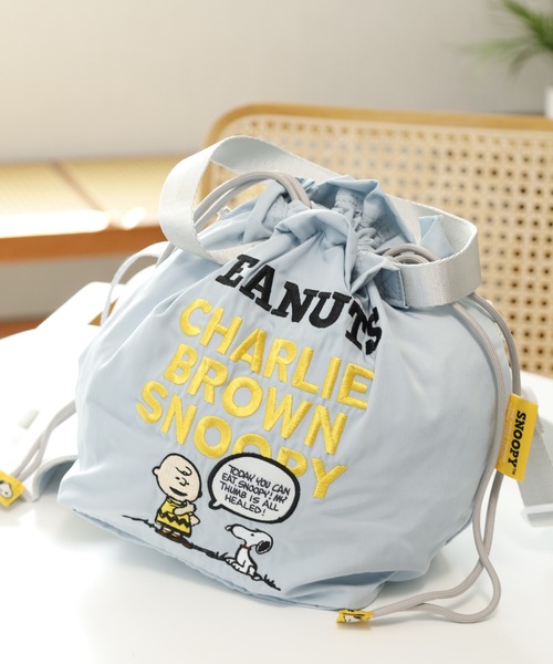 SNOOPY（スヌーピー）の「SNOOPY 巾着ショルダーバッグ 巾着バッグ トート 刺繍（ショルダーバッグ・レディース・ブルー/グリーン/ベージュ・FREE）」の3枚目の写真