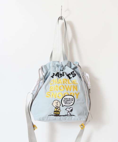 SNOOPY（スヌーピー）の「SNOOPY 巾着ショルダーバッグ 巾着バッグ トート 刺繍（ショルダーバッグ・レディース・ブルー/グリーン/ベージュ・FREE）」の5枚目の写真