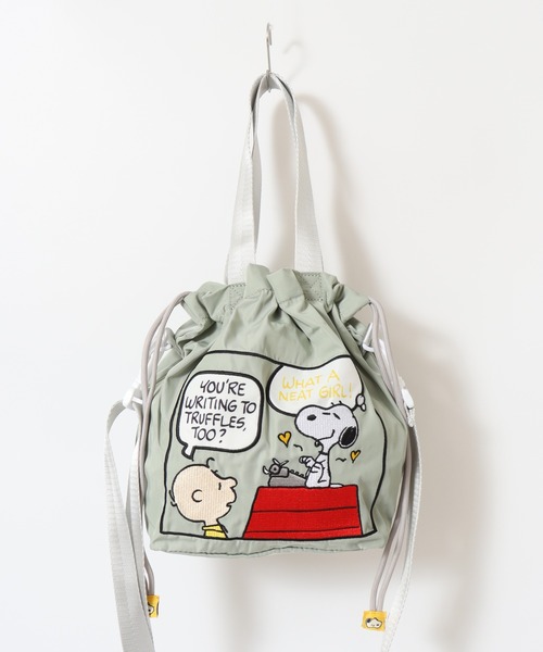 SNOOPY（スヌーピー）の「SNOOPY 巾着ショルダーバッグ 巾着バッグ トート 刺繍（ショルダーバッグ・レディース・ブルー/グリーン/ベージュ・FREE）」の4枚目の写真