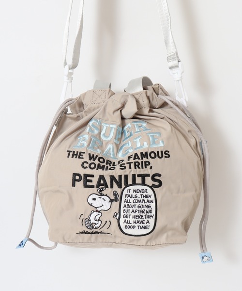 SNOOPY（スヌーピー）の「SNOOPY 巾着ショルダーバッグ 巾着バッグ トート 刺繍（ショルダーバッグ・レディース・ブルー/グリーン/ベージュ・FREE）」の7枚目の写真