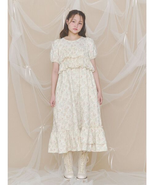 merry jenny（メリージェニー）の「jacquard tieredワンピース（ワンピース・レディース・ブルー/イエロー/アイボリー・FREE）」の3枚目の写真