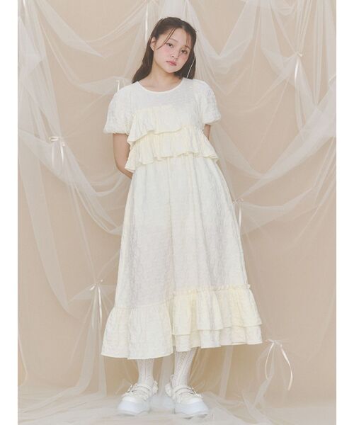 merry jenny（メリージェニー）の「jacquard tieredワンピース（ワンピース・レディース・ブルー/イエロー/アイボリー・FREE）」の2枚目の写真