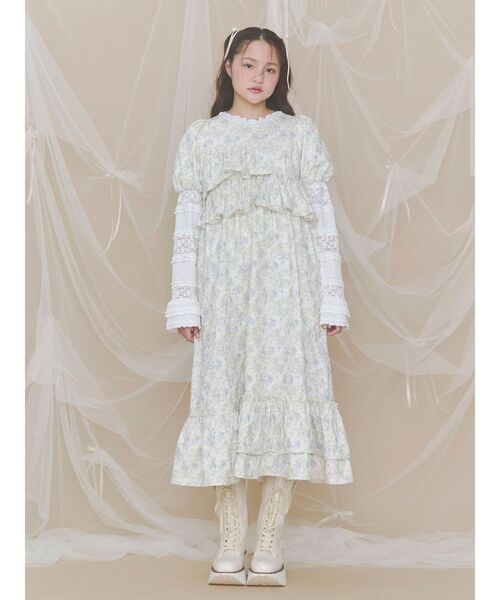 merry jenny（メリージェニー）の「jacquard tieredワンピース（ワンピース・レディース・ブルー/イエロー/アイボリー・FREE）」の7枚目の写真