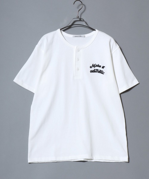 ANPAS（アンパス）の「Dry-Touch Cotton Henley T-Shirt / 【吸水速乾 綿100％】ドライコットン ヘンリーネック 刺繍半袖Tシャツ メンズ レディース トップス 春夏 カットソー（Tシャツ/カットソー・メンズ・ホワイト/チャコールグレー/ブラック・L/M）」の5枚目の写真