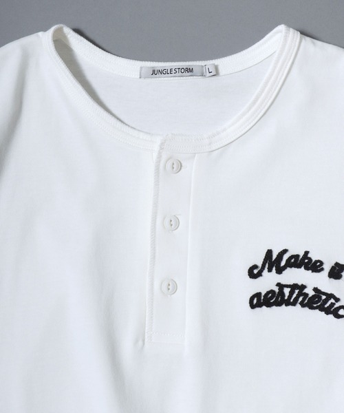 ANPAS（アンパス）の「Dry-Touch Cotton Henley T-Shirt / 【吸水速乾 綿100％】ドライコットン ヘンリーネック 刺繍半袖Tシャツ メンズ レディース トップス 春夏 カットソー（Tシャツ/カットソー・メンズ・ホワイト/チャコールグレー/ブラック・L/M）」の13枚目の写真
