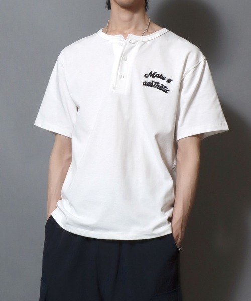 ANPAS(アンパス)の「Dry-Touch Cotton Henley T-Shirt / 【吸水速乾 綿100%】ドライコットン ヘンリーネック 刺繍半袖Tシャツ メンズ レディース トップス 春夏 カットソー(Tシャツ/カットソー・メンズ・ホワイト/チャコールグレー/ブラック・L/M)」の21枚目の写真