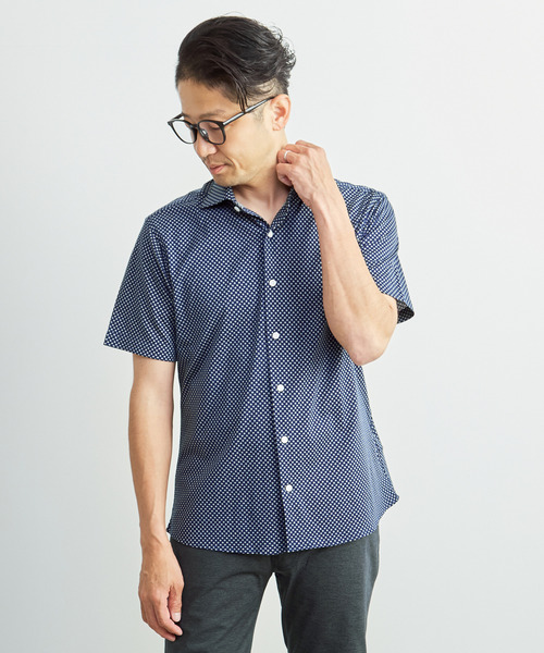 MEN'S MELROSE(メンズメルローズ)の「プレミアムジャージワイドカラー半袖シャツ(シャツ/ブラウス・メンズ・ネイビー/ブルー・4/3)」の14枚目の写真