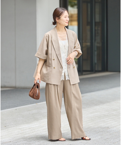 JOURNAL STANDARD(ジャーナルスタンダード)の「リネンライクロングスラブジャケット(その他アウター・レディース・ブラック/ベージュ・FREE)」の15枚目の写真