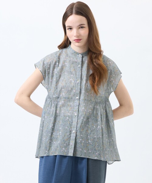 MACKINTOSH PHILOSOPHY(マッキントッシュ フィロソフィー)の「Snowblue Garden サイドギャザーブラウス(シャツ/ブラウス・レディース・ブルー系その他3/ベージュ系その他・36/38)」の1枚目の写真