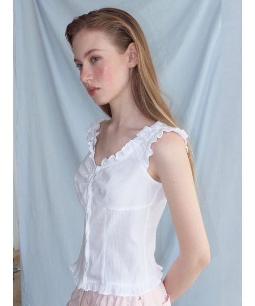 ETMON（エトモン）の「Stripe Shirring Blouse, White（シャツ/ブラウス・レディース・その他・SMALL/MEDIUM）」の2枚目の写真