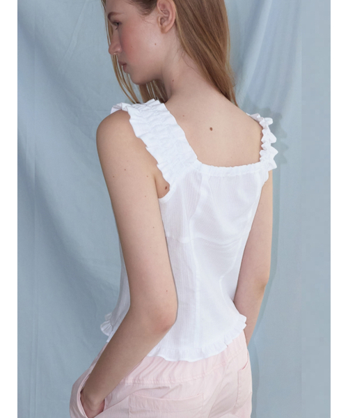 ETMON（エトモン）の「Stripe Shirring Blouse, White（シャツ/ブラウス・レディース・その他・SMALL/MEDIUM）」の5枚目の写真