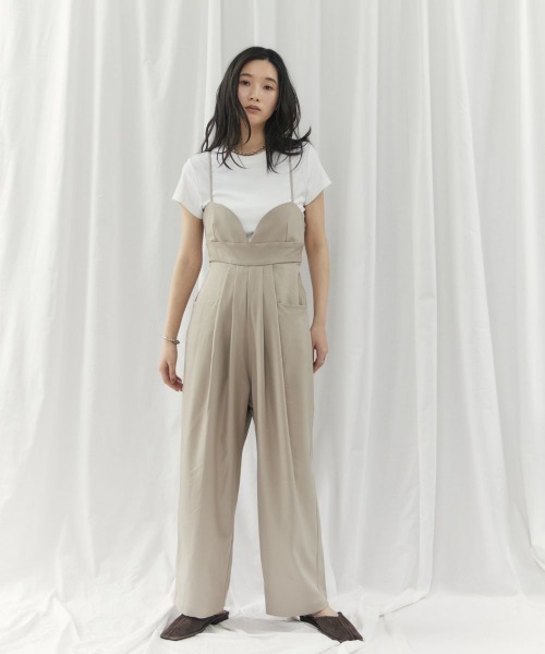 CIEL'AIR(シエルエアー)の「CAMI ALL IN ONE(キャミオールインワン)(つなぎ/オールインワン・レディース・チャコールグレー/グレイッシュベージュ・FREE)」の11枚目の写真