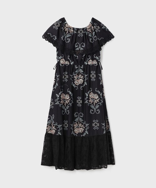 GRACE CONTINENTAL(グレースコンチネンタル)の「レースコンビクロスステッチワンピース(ワンピース・レディース・ブラック/キナリ・36)」の10枚目の写真