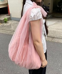 Tulle layered tote bag