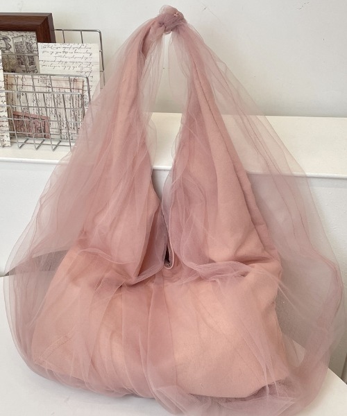 Vipoa(ヴィポア)の「Tulle layered tote bag(トートバッグ・レディース・ピンク・FREE)」の2枚目の写真