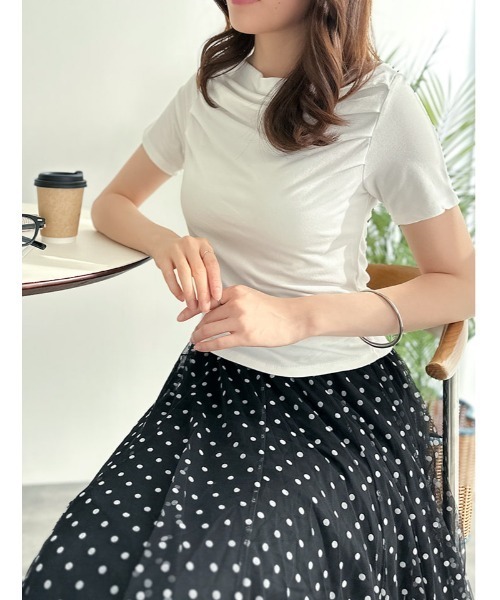 fifth（フィフス）の「ドレープデザイン半袖カットソー（Tシャツ/カットソー・レディース・ライトブルー/ホワイト/ブラック・M）」の2枚目の写真