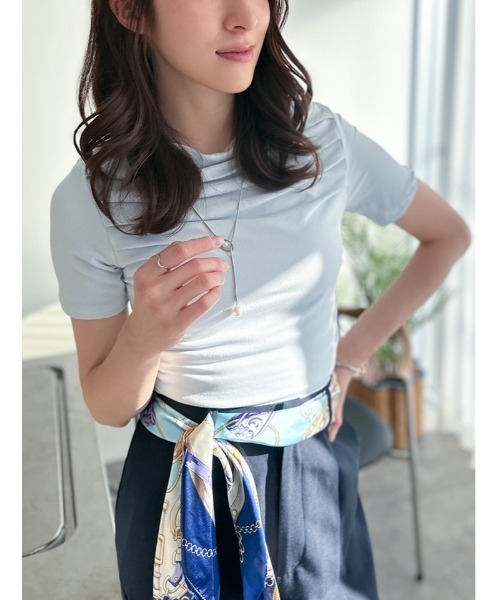 fifth（フィフス）の「ドレープデザイン半袖カットソー（Tシャツ/カットソー・レディース・ライトブルー/ホワイト/ブラック・M）」の15枚目の写真