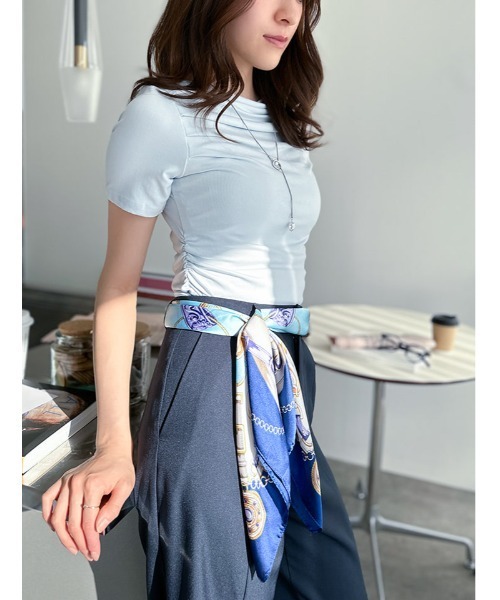 fifth（フィフス）の「ドレープデザイン半袖カットソー（Tシャツ/カットソー・レディース・ライトブルー/ホワイト/ブラック・M）」の20枚目の写真