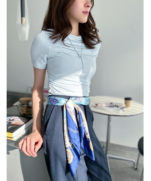 fifth（フィフス）の「ドレープデザイン半袖カットソー（Tシャツ/カットソー・レディース・ライトブルー/ホワイト/ブラック・M）」の21枚目の写真