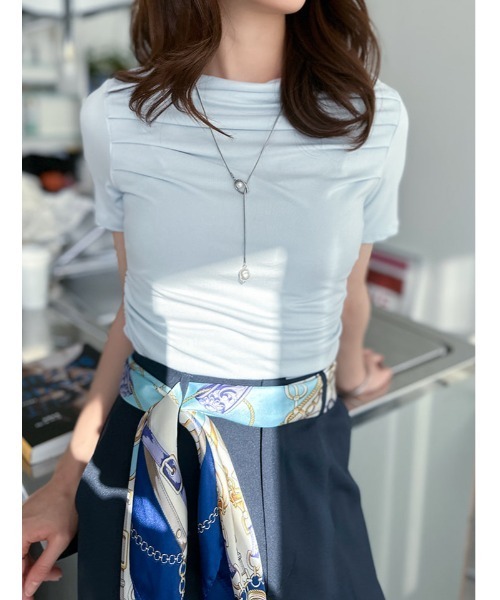 fifth（フィフス）の「ドレープデザイン半袖カットソー（Tシャツ/カットソー・レディース・ライトブルー/ホワイト/ブラック・M）」の22枚目の写真