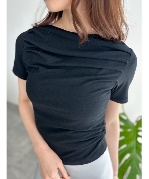 fifth（フィフス）の「ドレープデザイン半袖カットソー（Tシャツ/カットソー・レディース・ライトブルー/ホワイト/ブラック・M）」の7枚目の写真