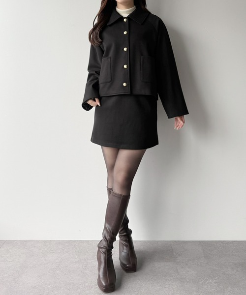 mipiarl(ミピアール)の「ステンカラージャケット+ミニスカートSET(インパン付き)(セットアップ・レディース・ライトブラウン/ダークブラウン/ブラック/ダークグレー・SMALL/MEDIUM/LARGE/X-LARGE)」の21枚目の写真