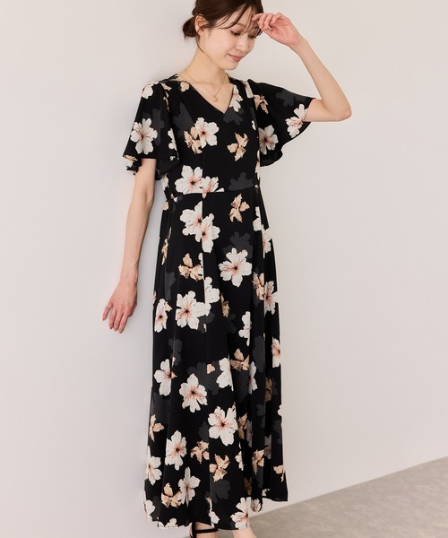 Jayro(ジャイロ)の「Vネック花柄ワンピース(ワンピース・レディース・ブラック系その他/オフホワイト・M)」の10枚目の写真