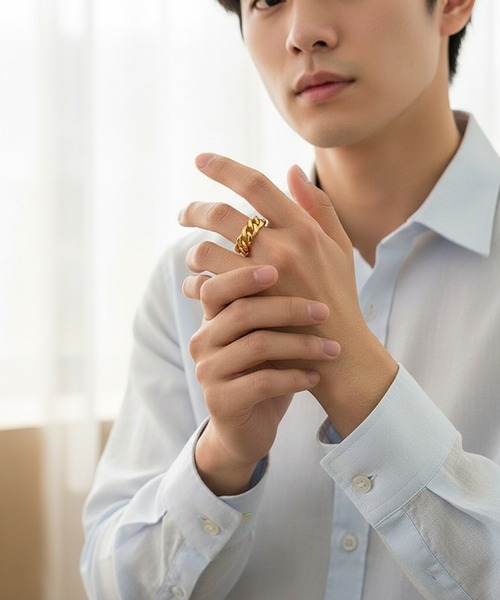 CHRONOM（クロノム）の「シンプル喜平リング（リング・メンズ・ブラック/ゴールド/シルバー・21号/18号/15号/13号）」の11枚目の写真