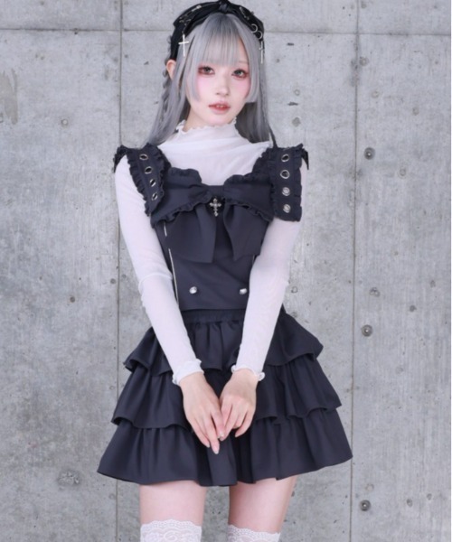 Amilige（アミリージュ）の「リボンクロストップス＋フリルティアード