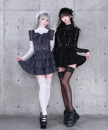 Amilige（アミリージュ）の「リボンクロストップス＋フリルティアードスカートセット【セットアイテム】（セットアップ）」
