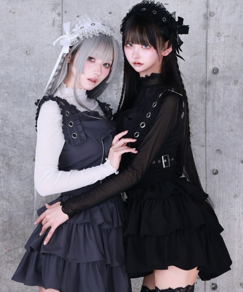 Amilige(アミリージュ)の「リボンクロストップス+フリルティアードスカートセット(セットアップ・レディース・グレー/ブラック・FREE)」の13枚目の写真