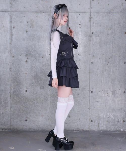 Amilige(アミリージュ)の「リボンクロストップス+フリルティアードスカートセット(セットアップ・レディース・グレー/ブラック・FREE)」の19枚目の写真