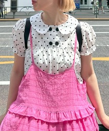丸衿ダブルボタンブラウス
