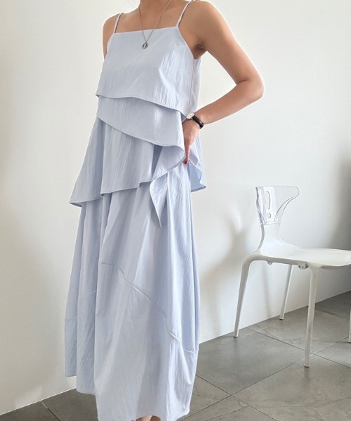 YUGA(ユーガ)の「YUGA_YGMC Korean-style Asymmetrical layered camisole + skirt set(ワンピース・レディース・ホワイト/ライトブルー/ブラック・FREE)」の10枚目の写真