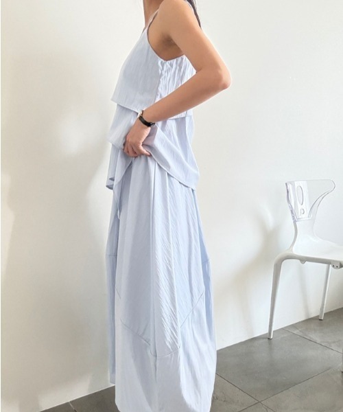 YUGA(ユーガ)の「YUGA_YGMC Korean-style Asymmetrical layered camisole + skirt set(ワンピース・レディース・ホワイト/ライトブルー/ブラック・FREE)」の7枚目の写真