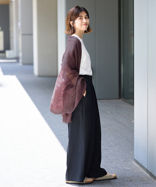 IENA(イエナ)の「NIMNIMDUAI/ニムニムデュアイ 別注 PREMIUM LINEN GAUZE STOLE ストール(ストール/ショール・レディース・ボルドー/グレー/ベージュ/チャコールグレー・FREE)」の8枚目の写真