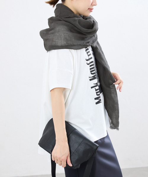 IENA(イエナ)の「NIMNIMDUAI/ニムニムデュアイ 別注 PREMIUM LINEN GAUZE STOLE ストール(ストール/ショール・レディース・ボルドー/グレー/ベージュ/チャコールグレー・FREE)」の12枚目の写真