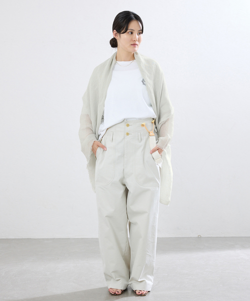IENA(イエナ)の「NIMNIMDUAI/ニムニムデュアイ 別注 PREMIUM LINEN GAUZE STOLE ストール(ストール/ショール・レディース・ボルドー/グレー/ベージュ/チャコールグレー・FREE)」の16枚目の写真