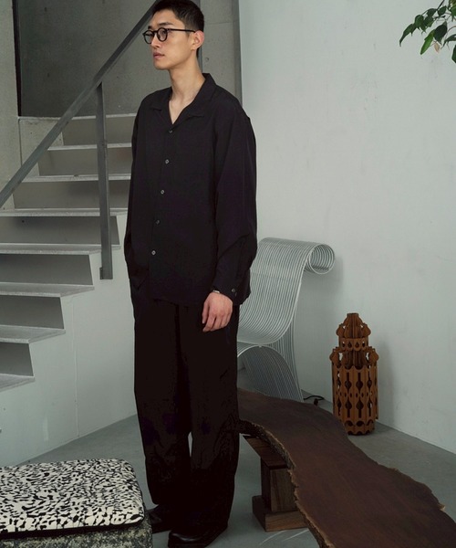 FRONT 11201（フロントワンワントゥーオーワン）の「Summer Rayon Open Collar Shirt（シャツ/ブラウス・メンズ・ブラック/ベージュ/ネイビー/ホワイト・S/M/L/XL）」の19枚目の写真