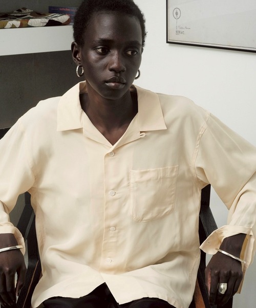 FRONT 11201（フロントワンワントゥーオーワン）の「Summer Rayon Open Collar Shirt（シャツ/ブラウス・メンズ・ブラック/ベージュ/ネイビー/ホワイト・S/M/L/XL）」の20枚目の写真
