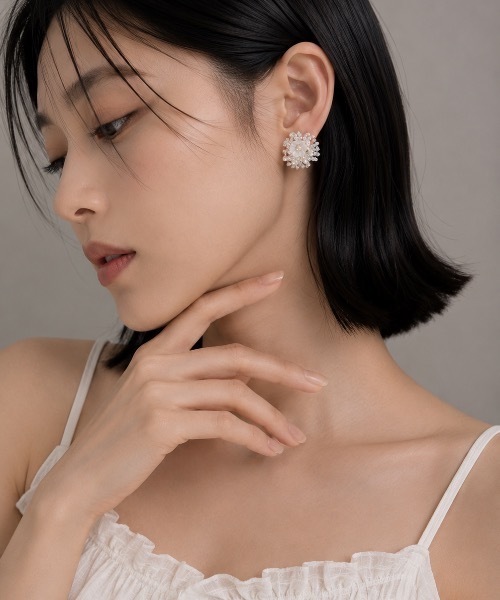 MIMILINE(ミミライン)の「クリアピーズモチーフピアス(ピアス(両耳用)・レディース・クリア・FREE)」の1枚目の写真
