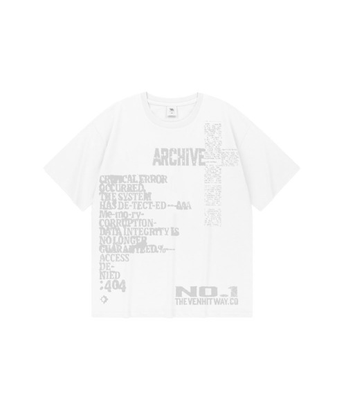 VENHIT(ベンヒット)の「アクセス404 オーバーサイズ 半袖Tシャツ(Tシャツ/カットソー・レディース・ブルー/ブラック/ライトグレー/ホワイト・2XL/X-LARGE/LARGE/MEDIUM)」の1枚目の写真