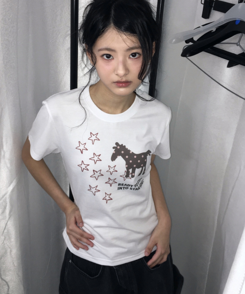 NAAIEEN(ナイエン)の「スターロード スリムフィット 半袖Tシャツ ホワイト(Tシャツ/カットソー・レディース・その他・FREE)」の1枚目の写真