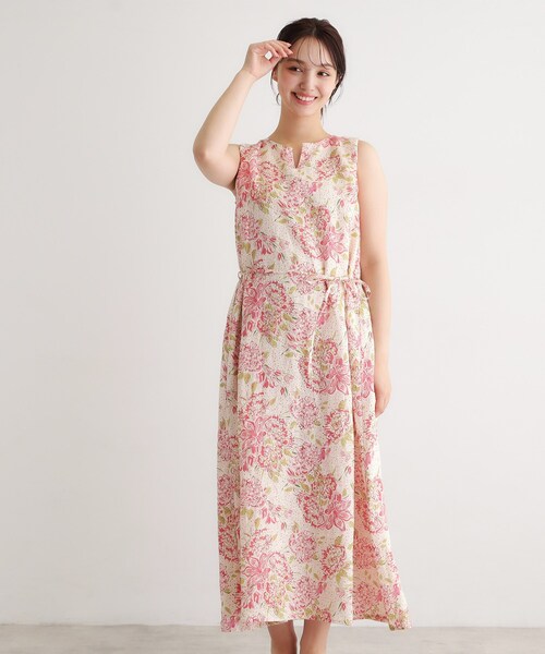LAURA ASHLEY(ローラアシュレイ)の「【リネン100%/洗える】リリス柄ワンピース(ワンピース・レディース・ピンク系その他/ブルー系・38)」の3枚目の写真